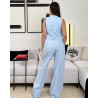 Ensemble Gilet Casual A Col en V Boutonnages Simple Et Pantalon En Lin