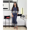 Ensemble deux pièces broderie étoile chemise à manche 3/4 et pantalon taille haute avec poches devant Coupe courte