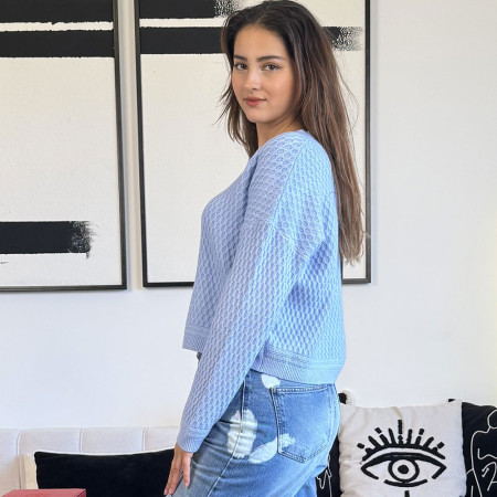 Pull col V en maille fine