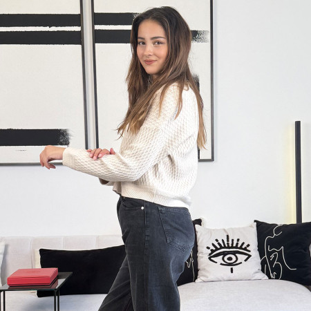 Pull col V en maille fine