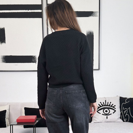 Pull col V en maille fine