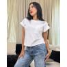 T-Shirt A Manches Repliées Et Col Rond Avec Poche Poitrine Et Aérée