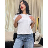 T-Shirt A Manches Repliées Et Col Rond Avec Poche Poitrine Et Aérée