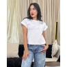 T-Shirt A Manches Repliées Et Col Rond Avec Poche Poitrine Et Aérée