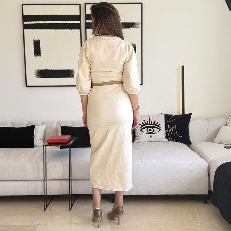 Robe longue avec ceinture