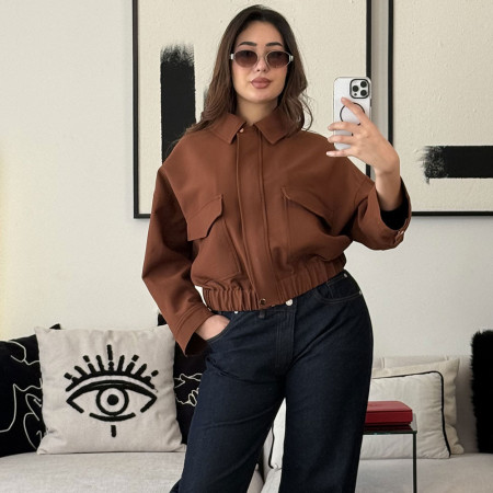 Veste oversize courte à poches