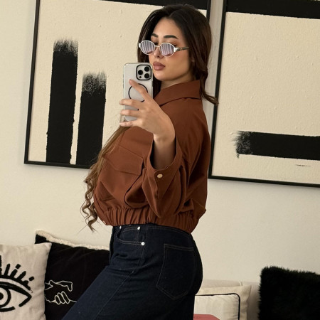 Veste oversize courte à poches