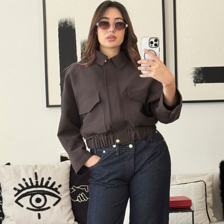 Veste oversize courte à poches