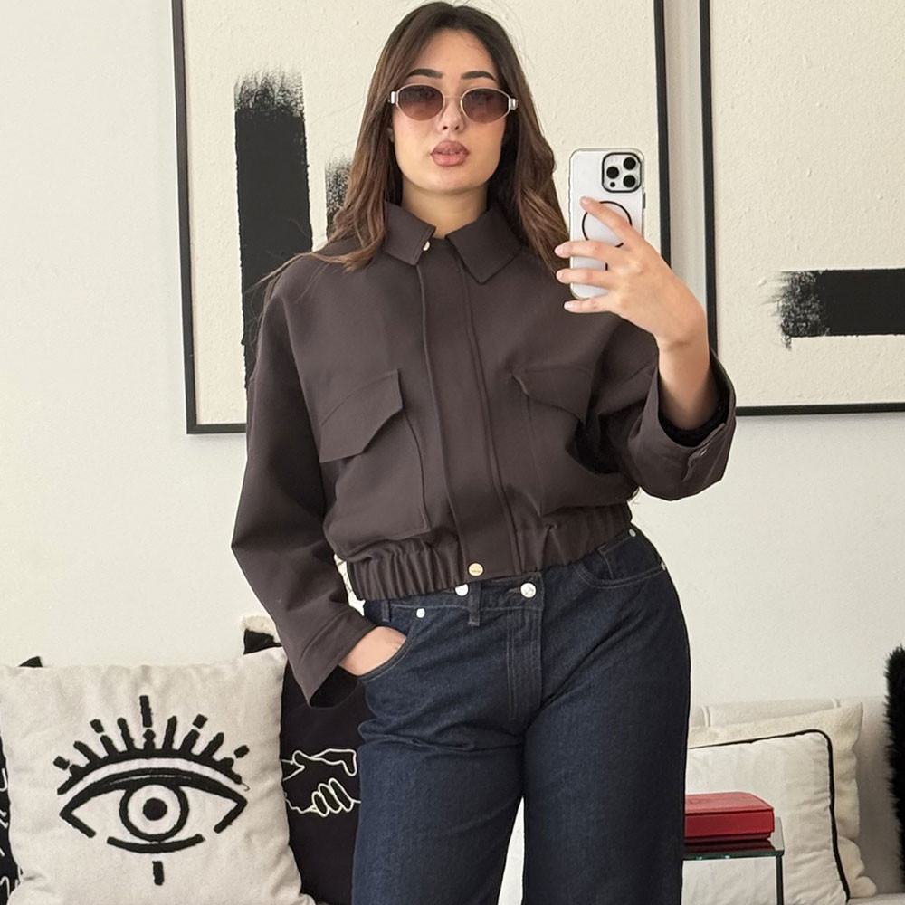 Veste oversize courte à poches