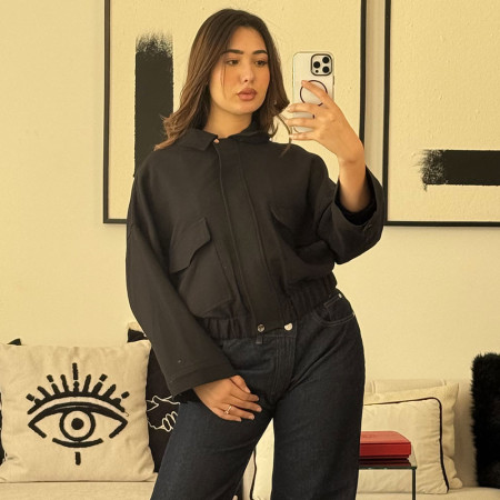 Veste oversize courte à poches
