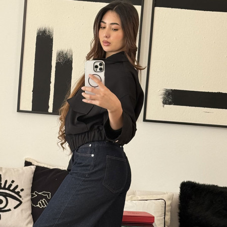 Veste oversize courte à poches