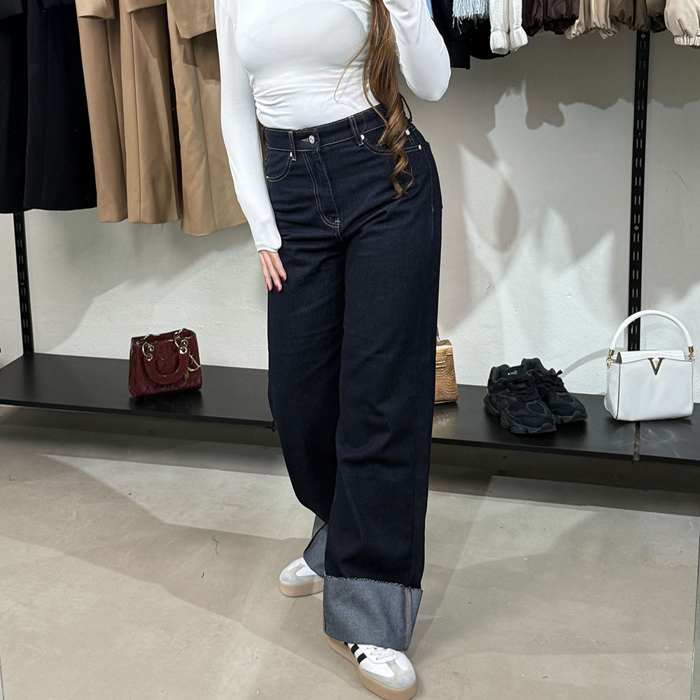 Jean bleu wide leg taille haute