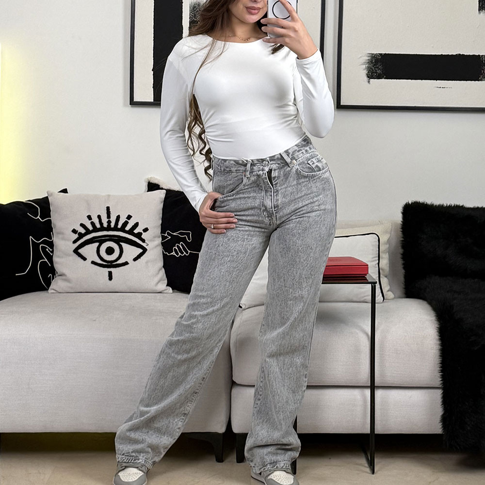 Jean wide leg taille haute