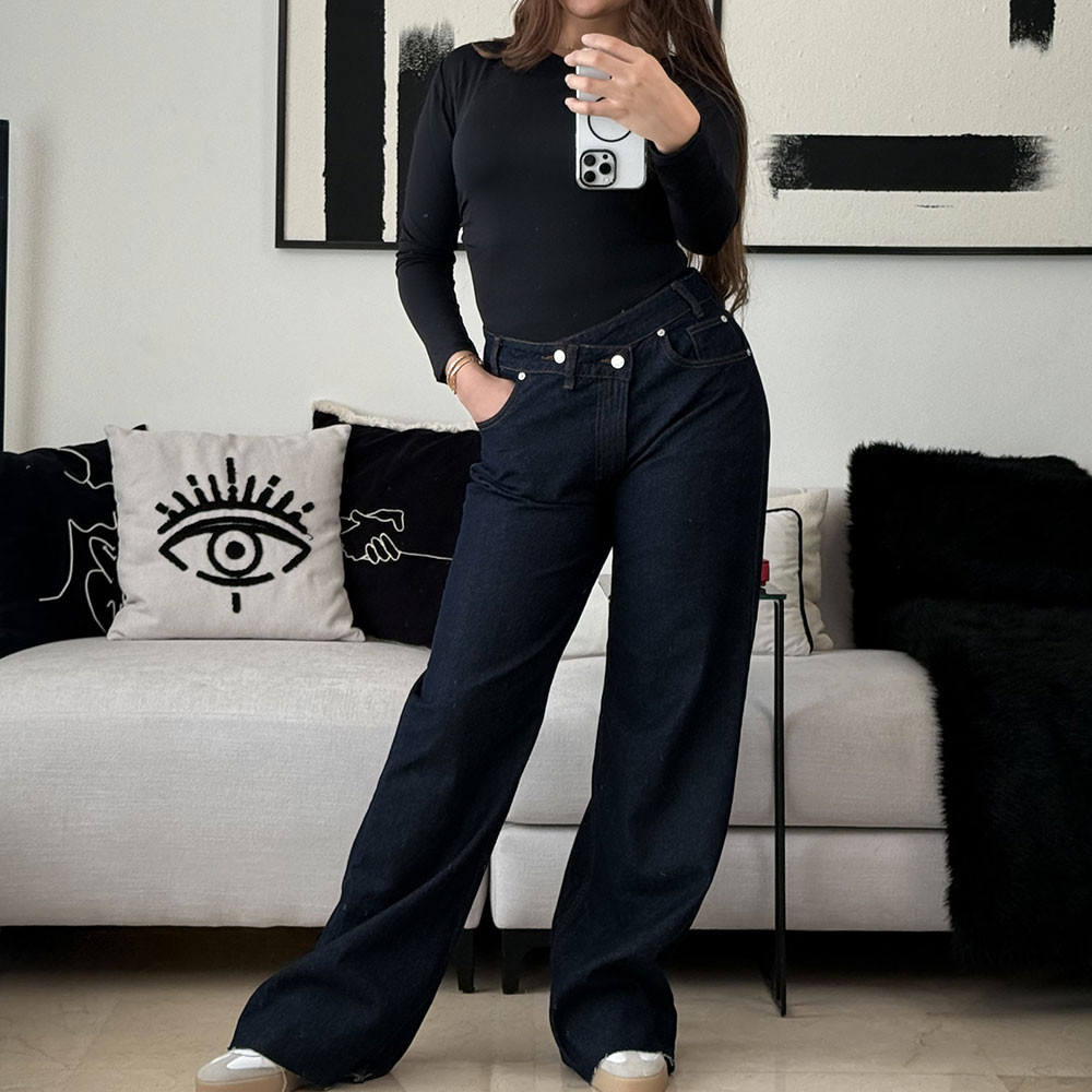 Jean wide leg taille haute